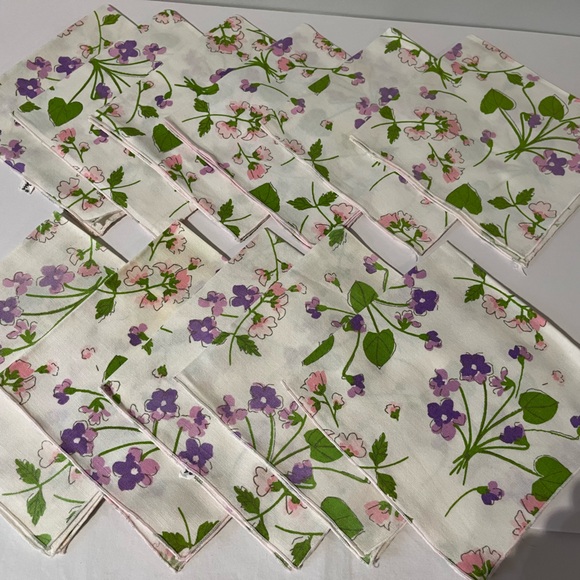 Vintage Vera Neumann Floral Napkin Cotton Linens Set Vintage MCM Flower 70s 60s - Picture 5 of 15